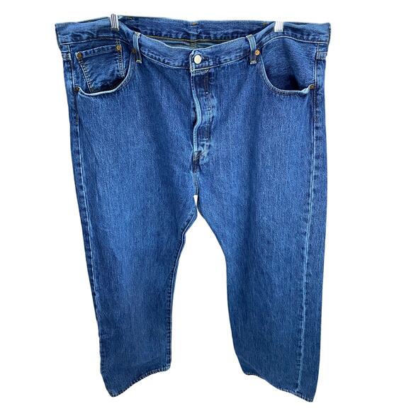Levi's Premium 501 Original Fit Jeans Mens 46x32 Blue Straight Medium Wash Denim - Picture 1 of 11